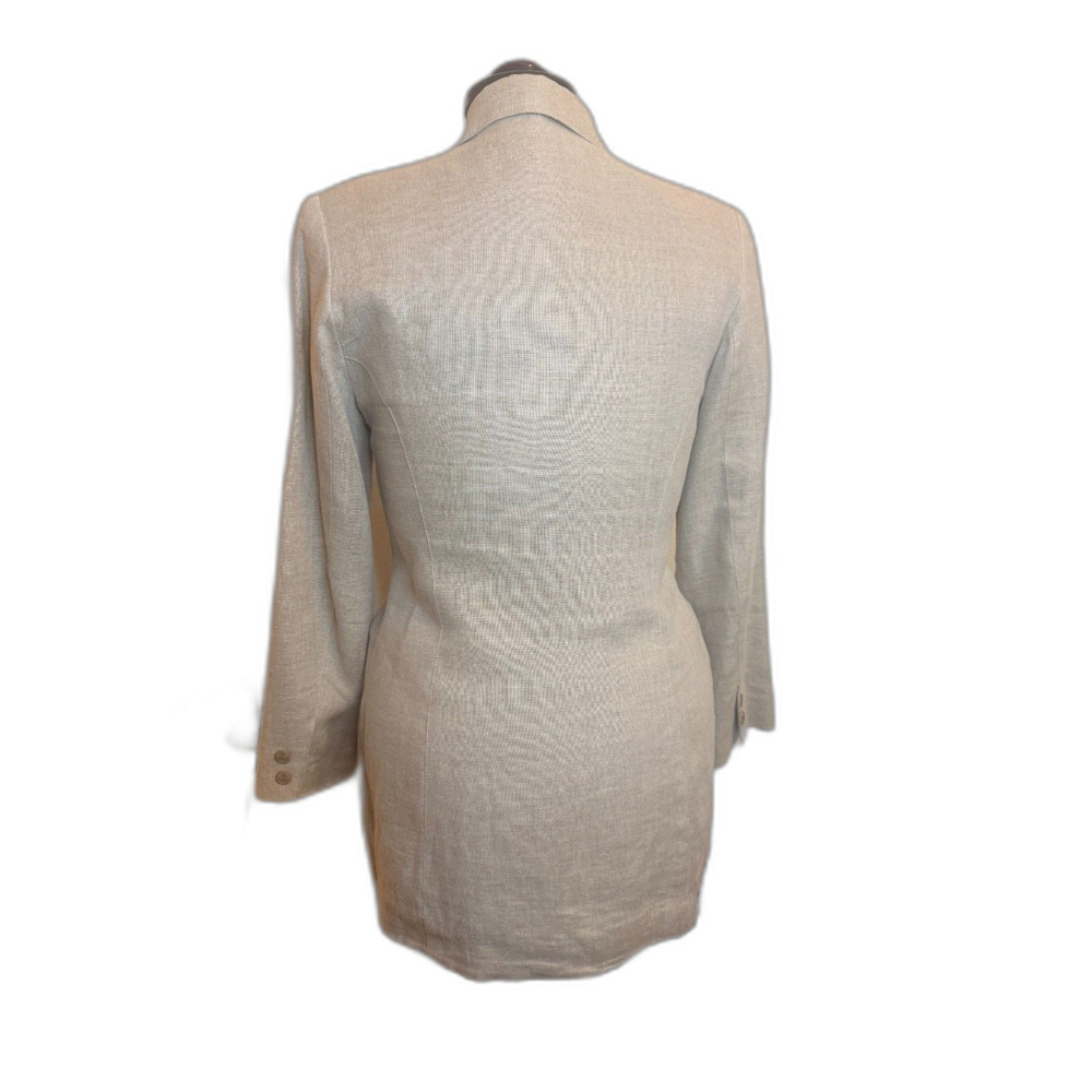 Nancy Heller Saks Fifth Ave Vintage Linen Longline Blazer Anchor Buttons M - Picture 4 of 7